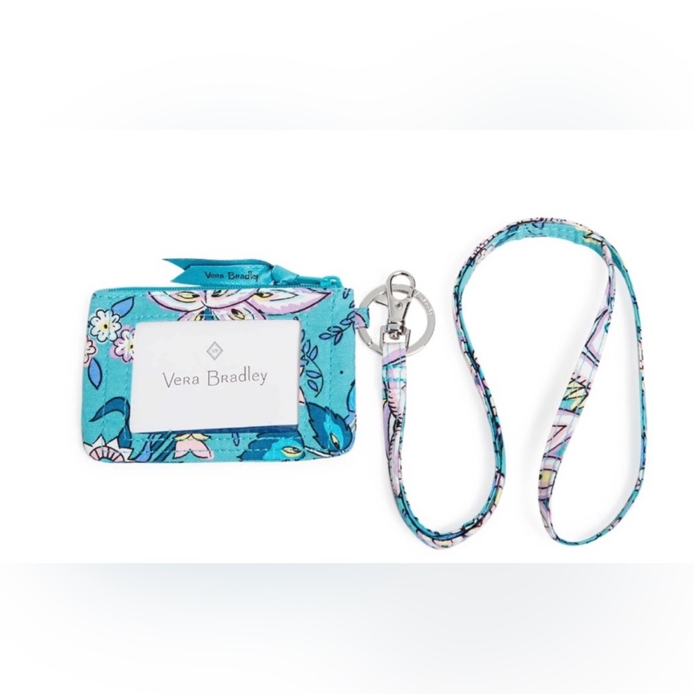 Vera Bradley Turqoise Floral ID Holder with Lanyard